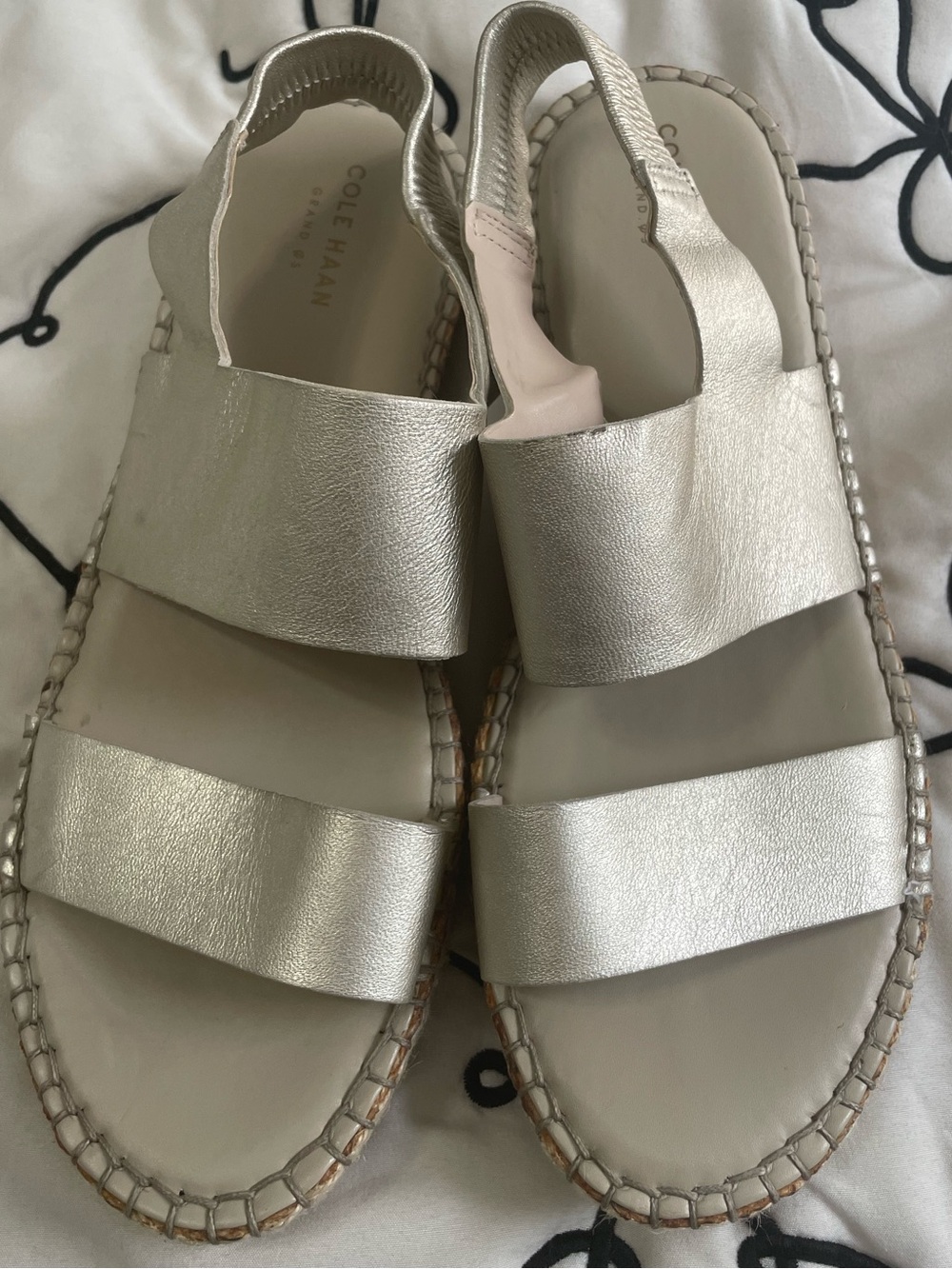 Cole Haan Metallic gold Leather Slingback Sandals